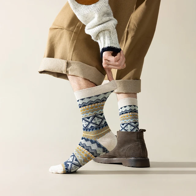 Chaussettes habillées pour hommes, chaussettes d'équipage en coton, 3 paires, respirantes et absorbant la sueur, chaussettes d'équipage à motif coloré drôle 1