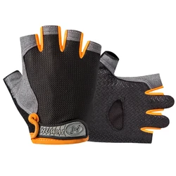 Unisex Fingerless Anti-Slip Gym and Cycling Gloves - L (Ordinary-Orange)