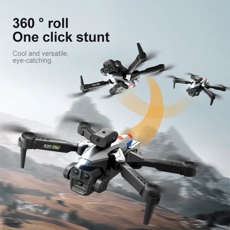 초보자용 접이식 렌즈 브러시리스 쿼드콥터, K10 맥스 드론 RC 카메라, 8K HD GPS, 360 ° 조절 가능, 2024 신제품