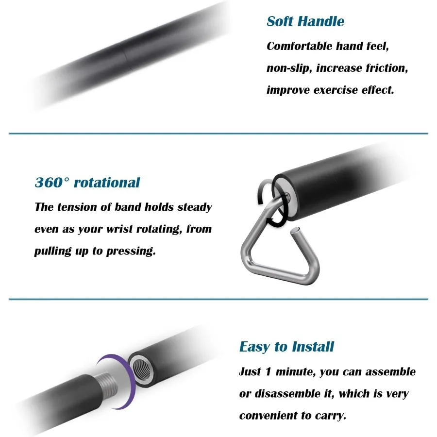 Portable Resistance Band Bar for Home Fitness Training: 26.4in or 39.4in Adjustable Workout Bar for Strength Exercises Ideal fo