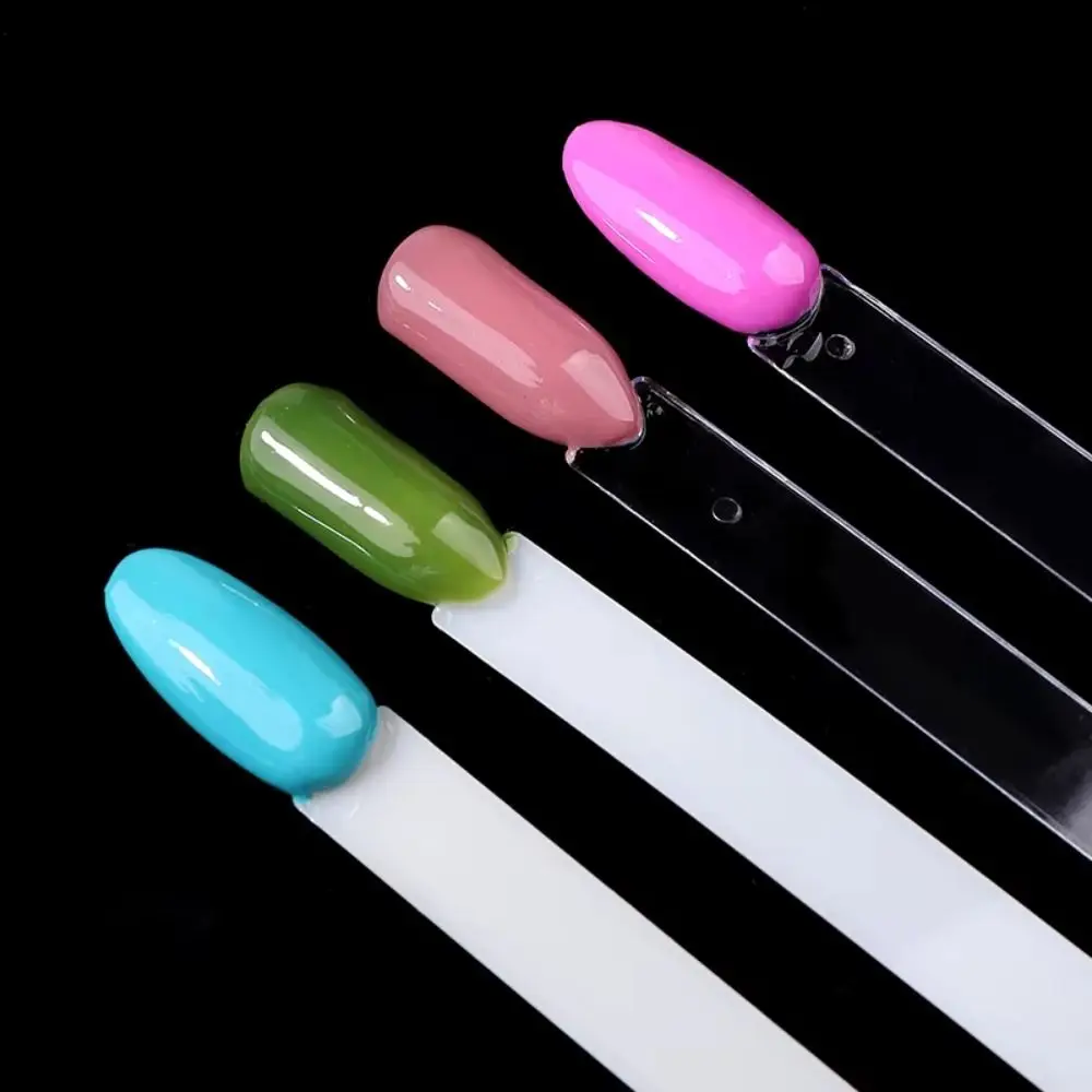 50Pcs Clear Natural Nail Display Sticks with Ring Gel Polish Practice False Nail Tips Nail Swatch Sticks Nail Art Tools