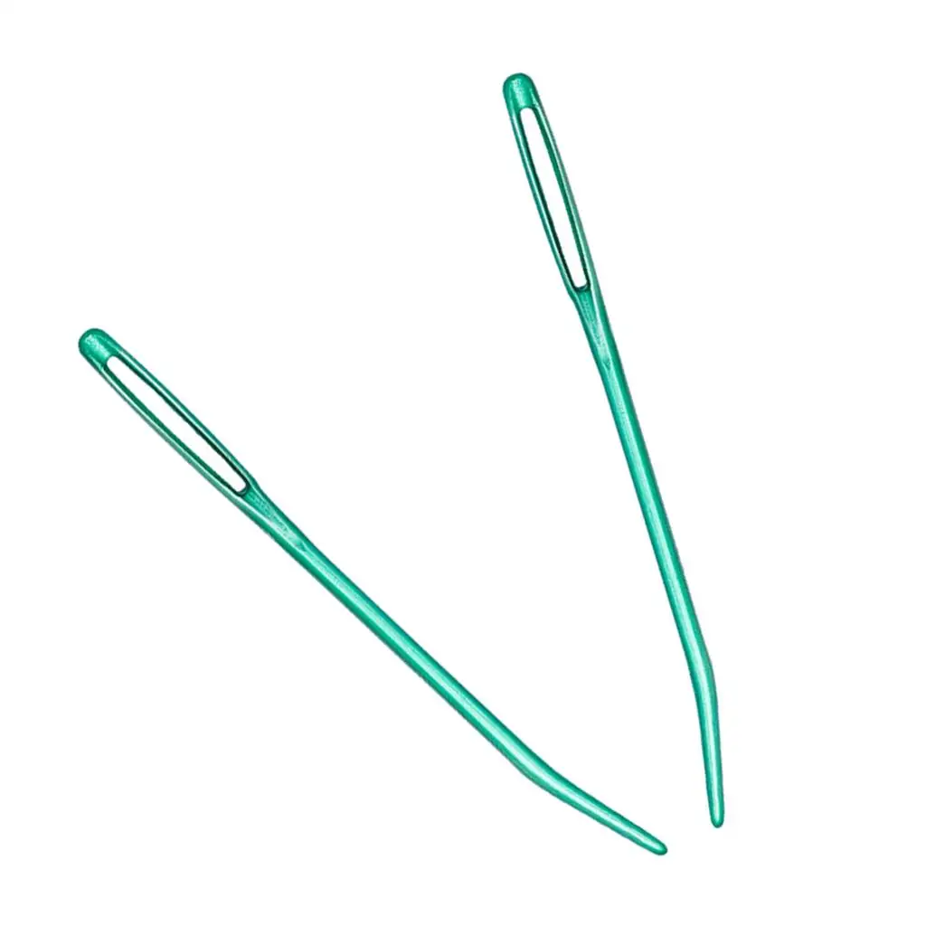 2pcs Aluminium Large-eye Bent Tip Tapestry Darning Needles Knitting Sweaters Stitch Wool Sewing Ribbon Embroidery Staples sewing needles