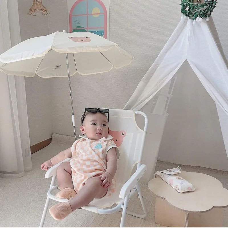 Children's beach chair cartoon animal outdoor sunscreen folding chair portable seaside vacation baby
