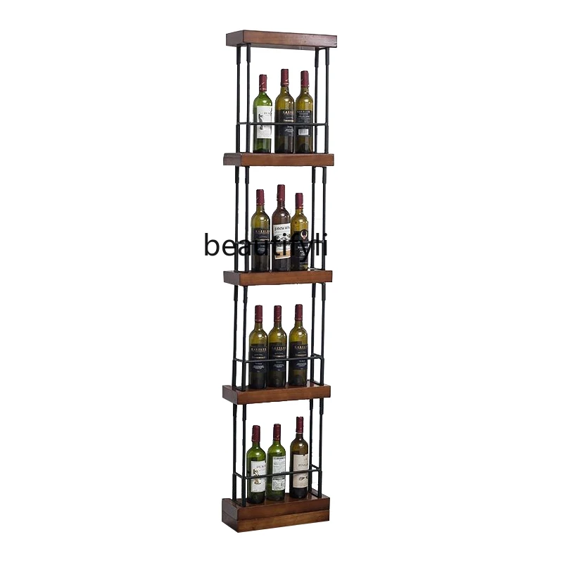 

Decorative Wine Rack Subareas Screens Restaurant Solid Wood Wall Luminous Wine Rack Display Stand