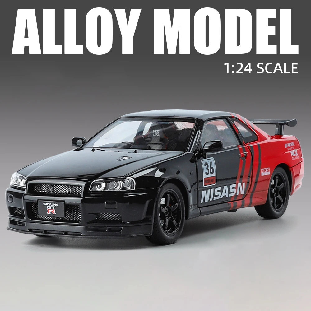1:24 Nissan GTR R34 Skylin Fast & Furious Alloy Car Model