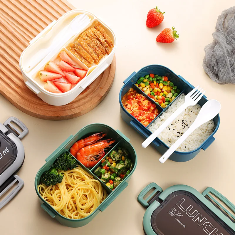 Double-layer Lunch Box Student Office Worker Bento Box Outdoor Picnic Fruit Food Container Light Salad Reducing Meal Lunch Bags - 2