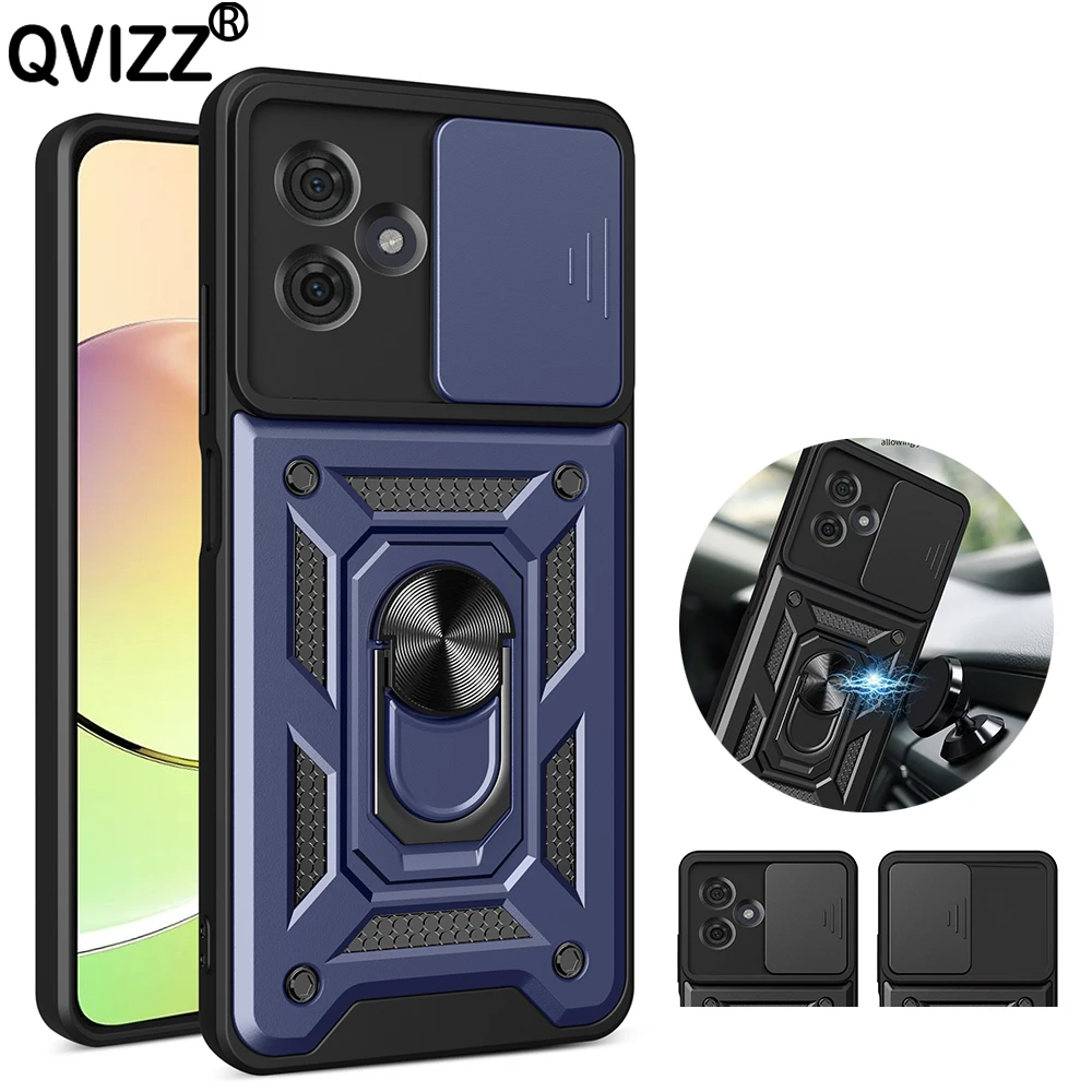 

for Motorola Moto G54 Case Slide Camera Car Magnetic Ring Holder Luxury Shockproof Hard Soft Edges Phone Cover MotorolaMotoG54