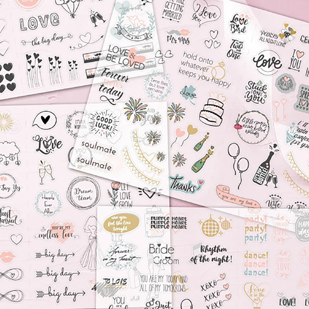 Decorative Stickers Decorative Labels Stickers Paper Stickers Adhesive Stickers Self Adhesive Stickers Floral Stickers 230pcs Wedding Bliss Stickers Waterproof Removable Wedding Theme Love Eucalyptus Engagement Plan Cute Stickers Gift Packing