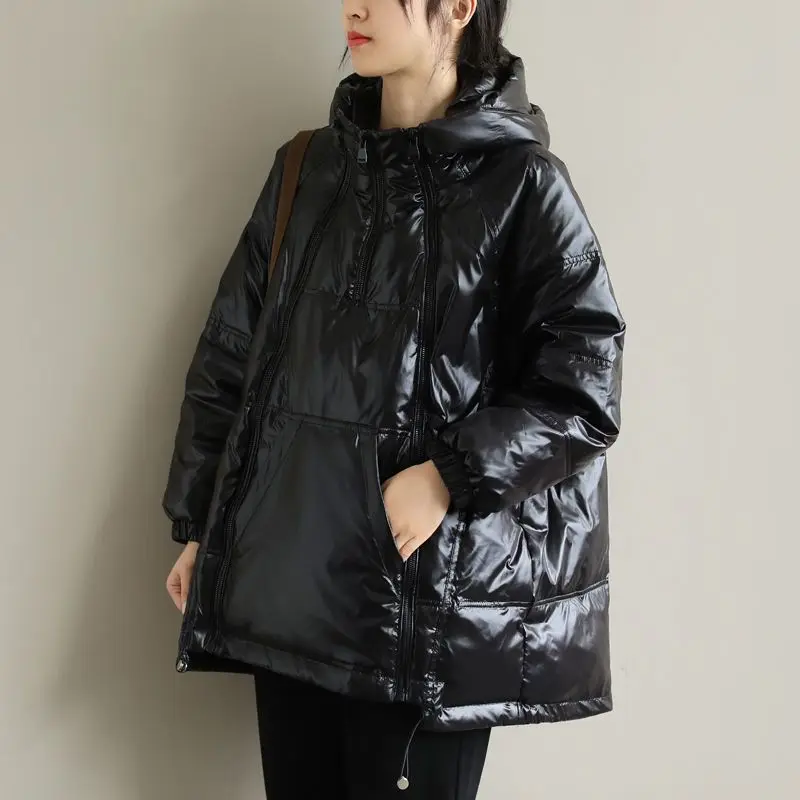 Oversized Women Winter Jacket Down Cotton Cotton Jacket Double Zipper Coat Korean Fashion Casual Warm Parks Snow Clothes