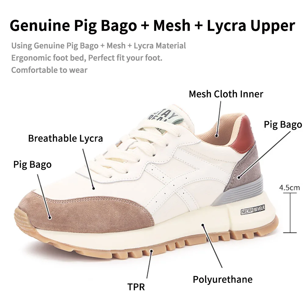 SOMILISS Women's Casual Sneaker Genuine Leather Pachwork Lightweight Breathable Ladies Fashion Running Shoes Platform Sneakers