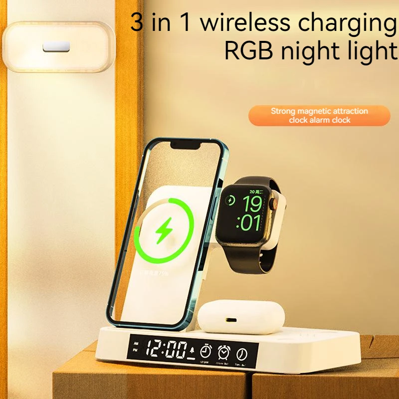 

Foldable 3-in-1 wireless charger for mobile phone earphone watch