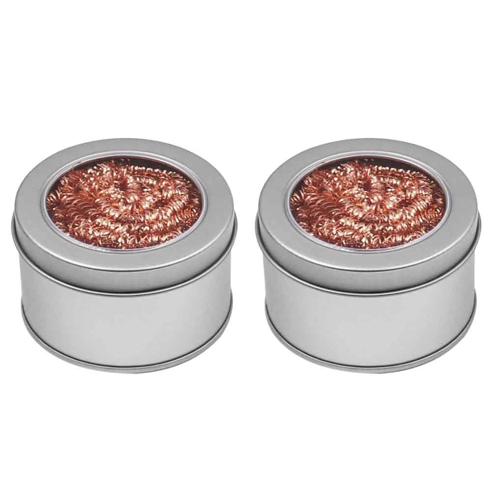 

2PCS Cleaning Ball Desoldering Soldering Iron Mesh Filter Cleaning Nozzle Tip Copper Wire Cleaner Ball Metal Dross Box Clean