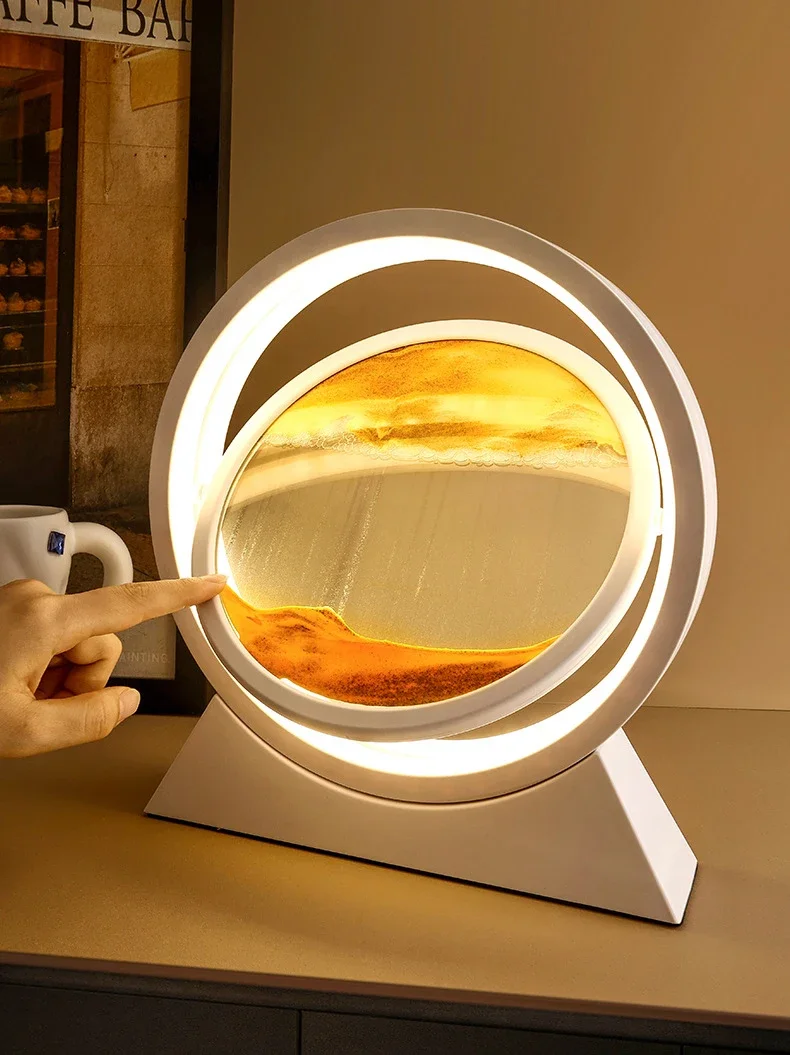 Description Picture 5 of itemQuicksand Table Lamp Sandscape Moving Sand Art LED 3D Hourglass Night Light USB Flowing Sand Painting Bedside Lamps Home Decor