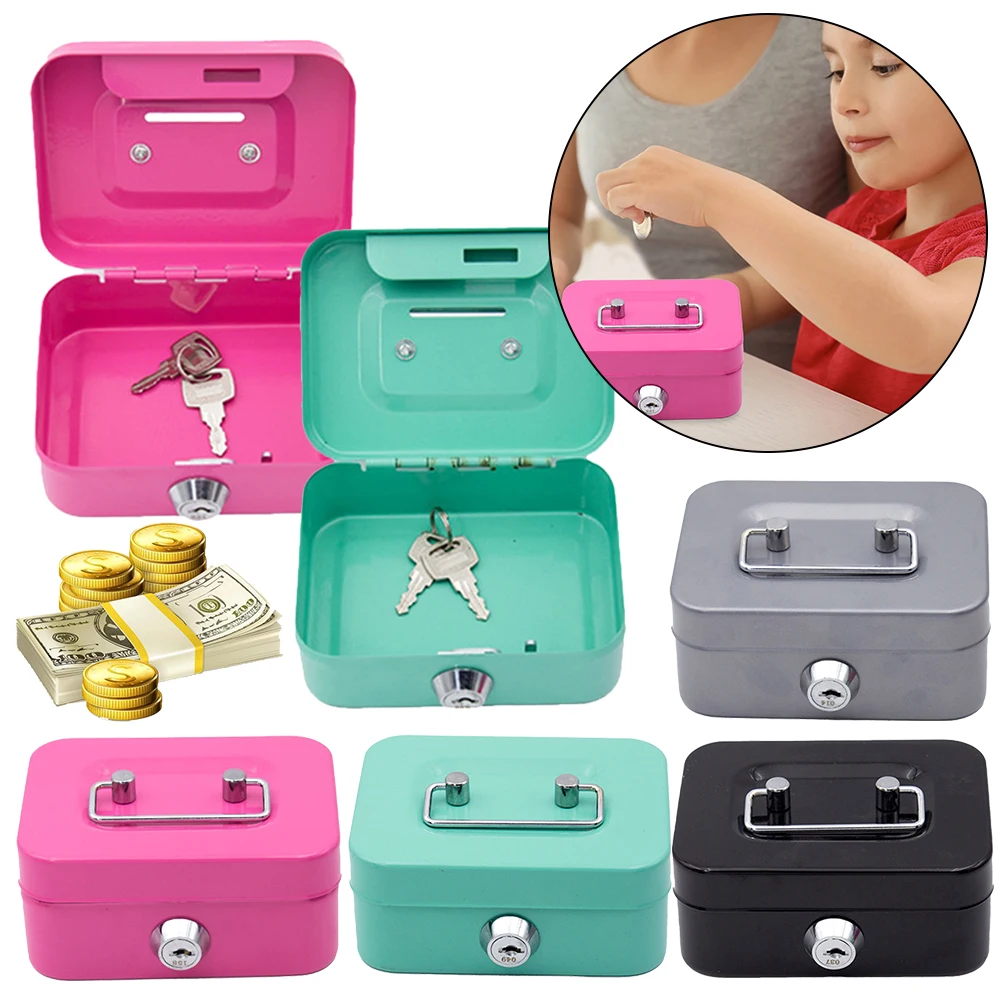 Mini Security Money Safe With Lock And Key Slot Cash Storage Box_voghion.com