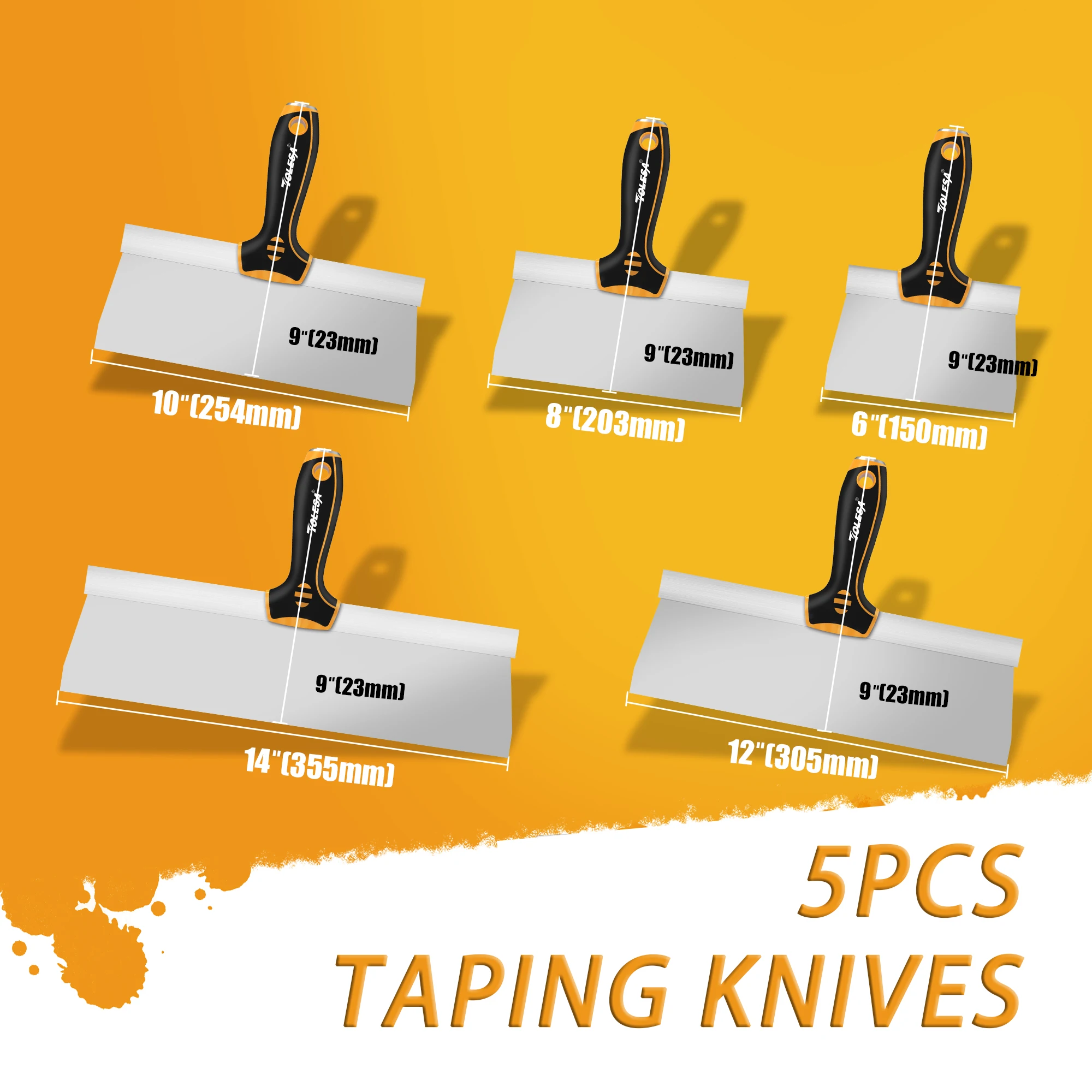 Stainless Steel Putty Knife 5PCS Multi Use Drywall Knife Tools Paint Scraper Taping Finishing Hole Patching