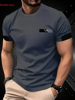 T-shirt sportiva stampata da uomo casual, moda estiva, manica corta, top traspirante ad asciugatura rapida