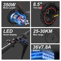 Trottinette électrique Wildstride, moteur 350W, pneus alvéolés 8,5 pouces, modes multi-vitesses, batterie 36V/7,8Ah, pour cadeau, contrôle par application intelligente, design pliable, charge 120 kg, trottinette électrique adulte WI2 2