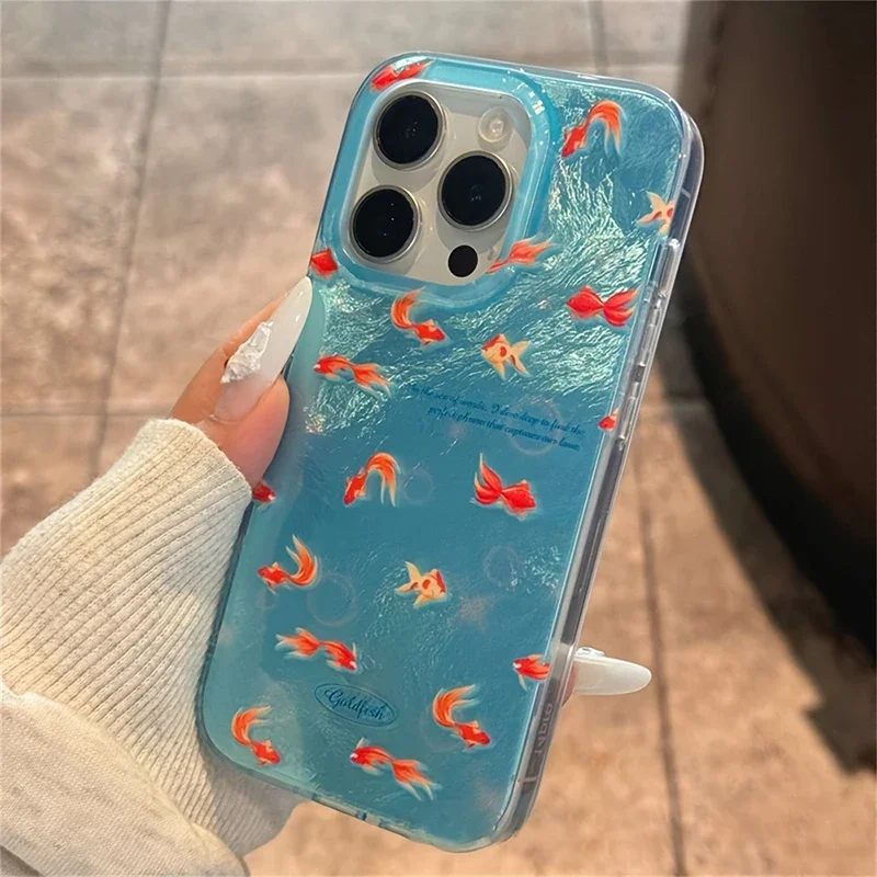 Korean Blue Ocean Red Carp Vortex Pattern Phone Case Cover