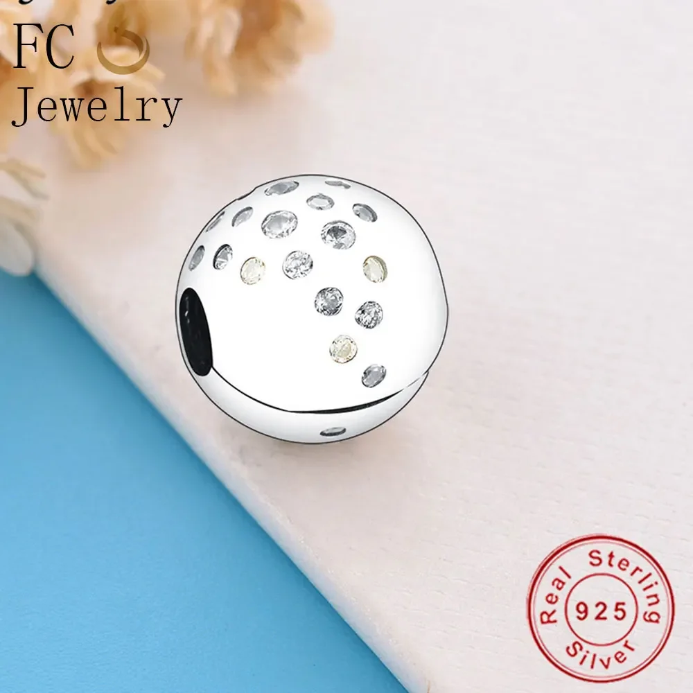 FC Jewelry Fit Original Brand Charms Bracelet Ball Shape Mix Cubic Zirconia Bead Stopper Clip Making Craft Women Berloque 2019 2