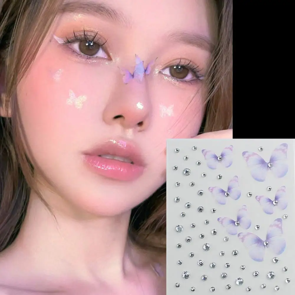 Eyes 3D Face Jewels Crystal Glitter Jewels Fake Body Temporary Tattoo Sticker Body Perform Party Vocal Concert Makeup Stickers