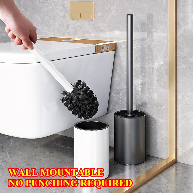 Stainless Steel Toilet Brush Holder Black Bathroom Toilet Cleaning Tools Accessories Durable Vertical Brush Wall Mount bathroom accessories toilet brush set toilet brush holder