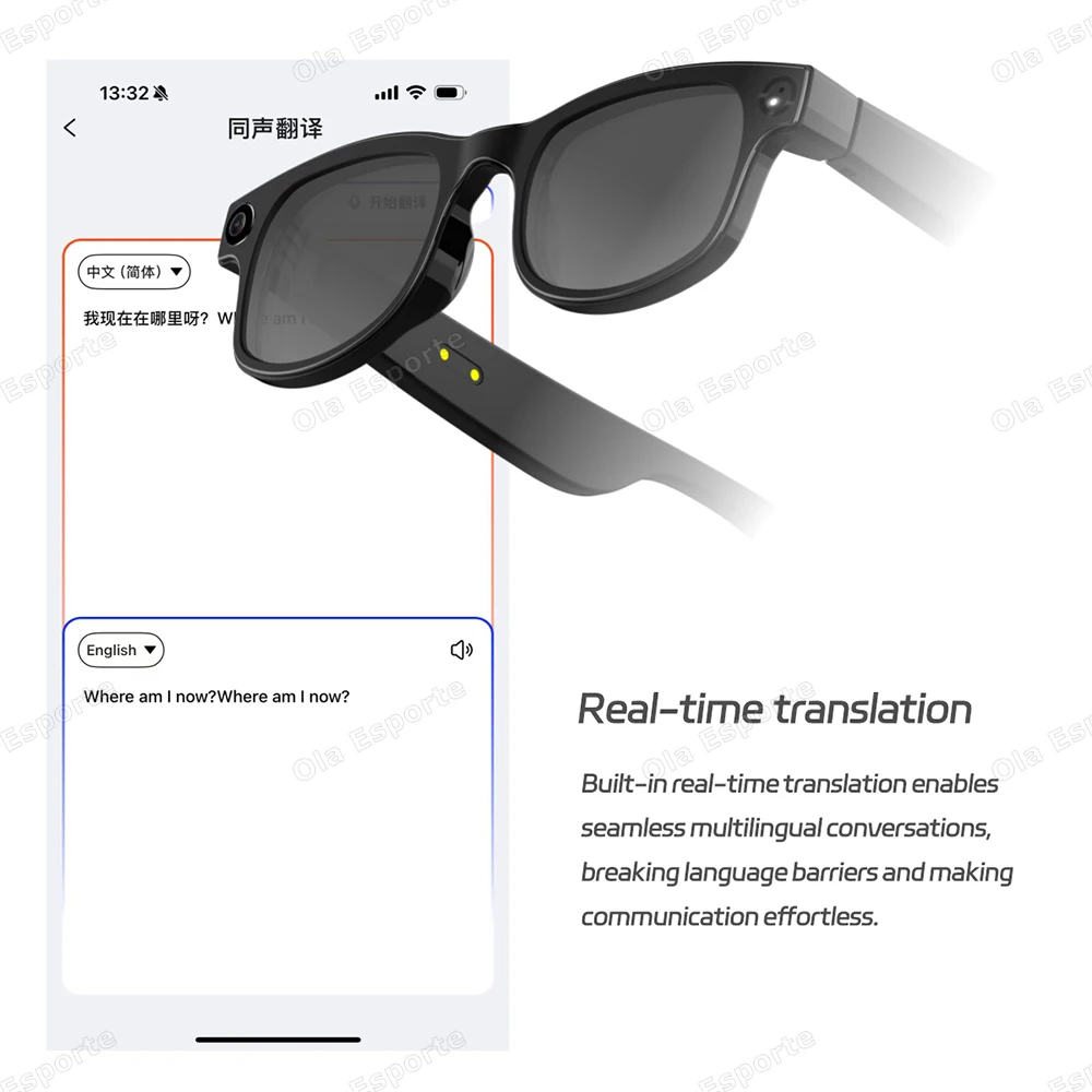 New AI Smart Glasses Chat GPT 500W Camera Bluetooth Call 300Mah Battery Voice Assistant Control Smart Sunglasses For Android IOS