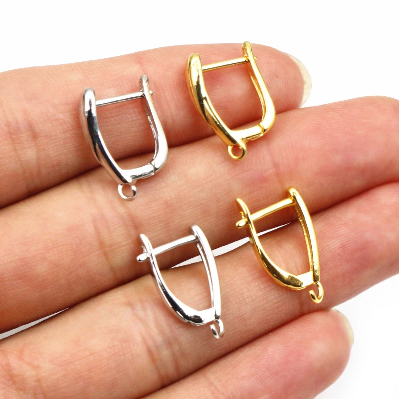 2-Styles French Earring Hooks Lever Back Open Loop Setting for DIY Earring Clips Clasp Jewelry Making Accessories Findings 10pcs