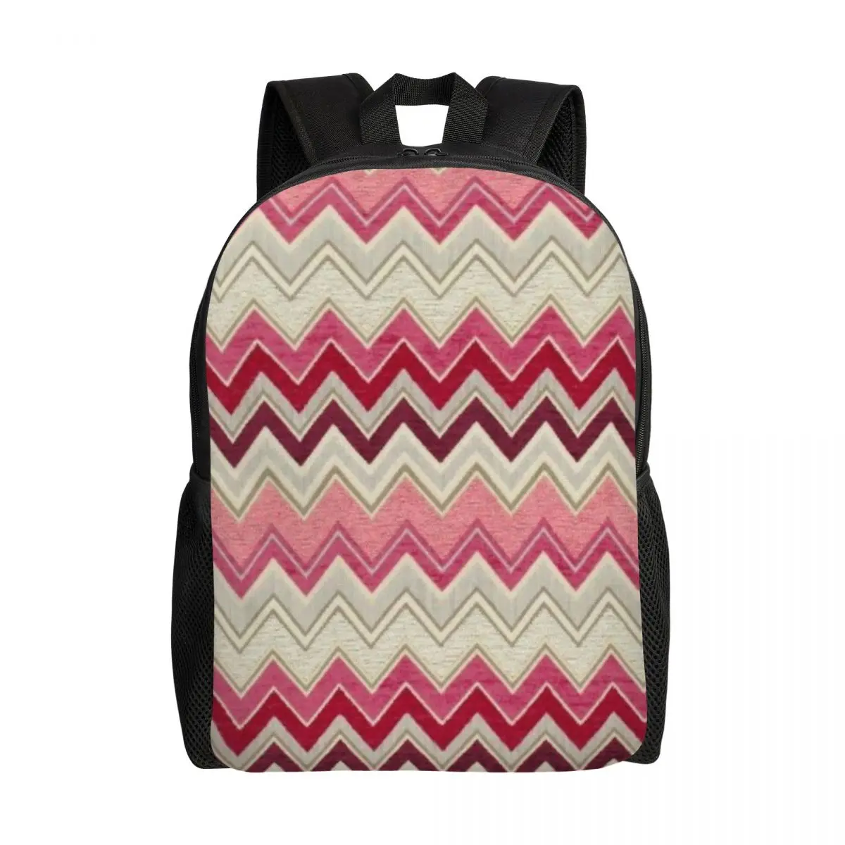 

Chic Modern Home Zig Zag Laptop Backpack Women Men Basic Bookbag for School College Student Geometric Multicolor Bags