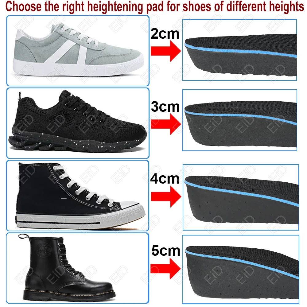 EiD Magnet Massage Höhe Erhöhen Einlegesohlen Für Frauen Männer 2/3/4/5 cm Up Unsichtbare Arch Support orthopädische Einlegesohlen Heighten Lift – Detail 11