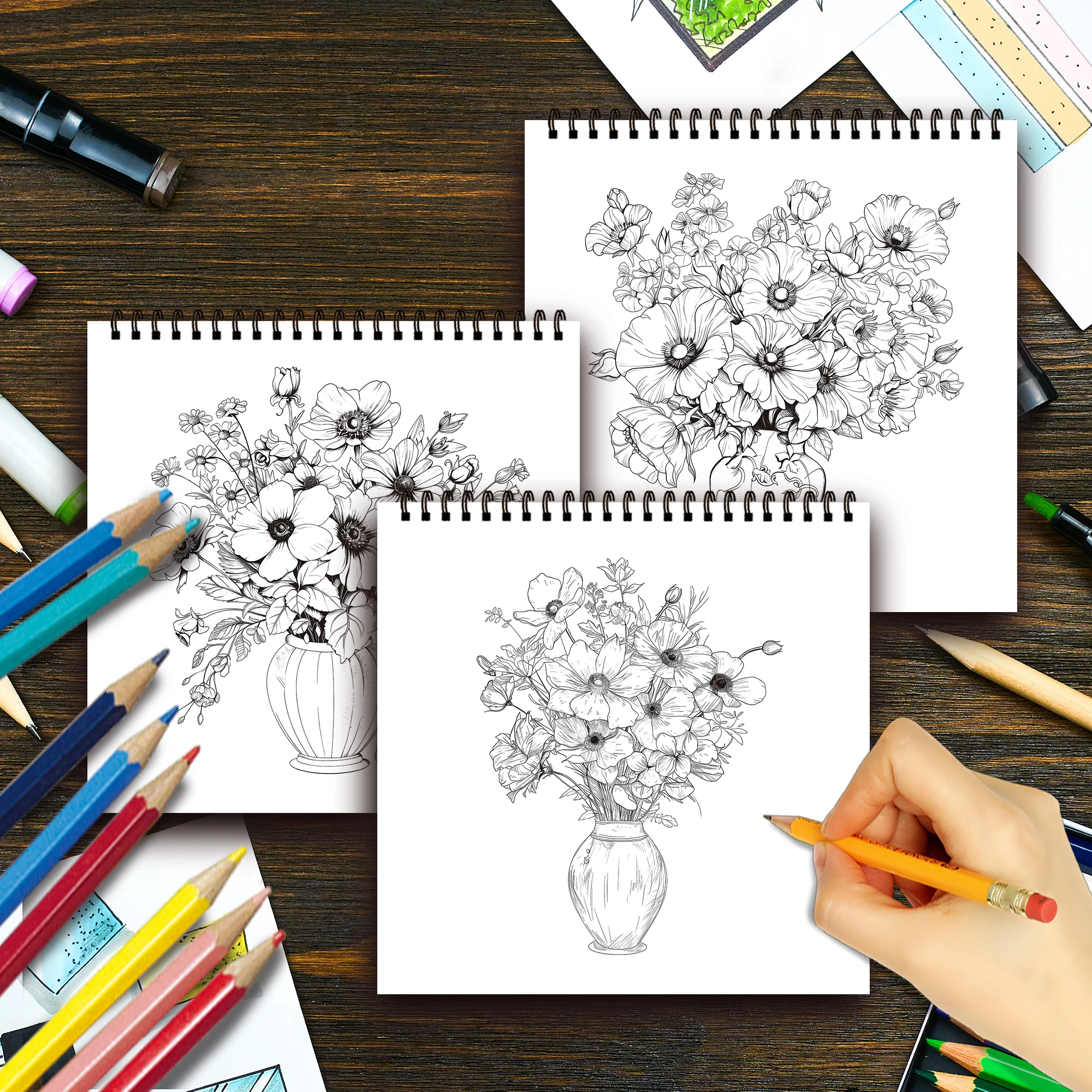 Colorful Spiral Bound Coloring Book - 30 Sheets of Thick Premium Paper for Stress Relief and Creative Gift Giving
