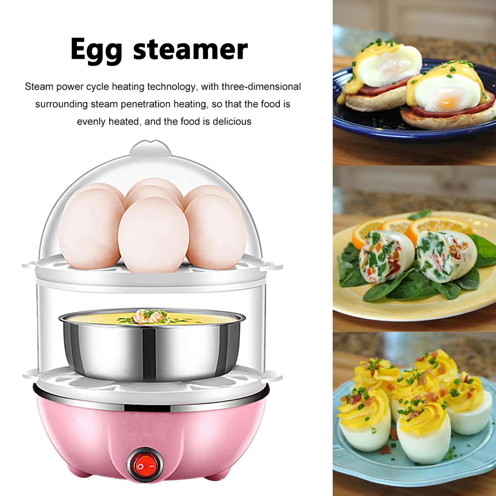 Electric Egg Cooker Double Tier 14 Egg Boiler Multifunction Egg Cooker for  Poached Scrambled Omelets Steamed Egg White 