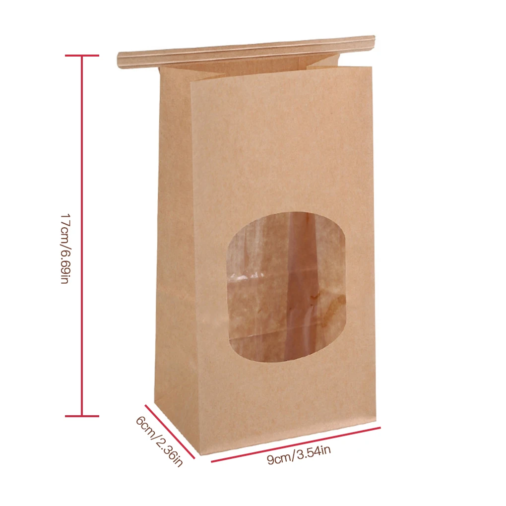 50 Pack Kraft Paper Bakery Bags with Transparent Window – Non-Sticky, Sealing Pouches f... - SKU KPBB1616 - UGI Packaging