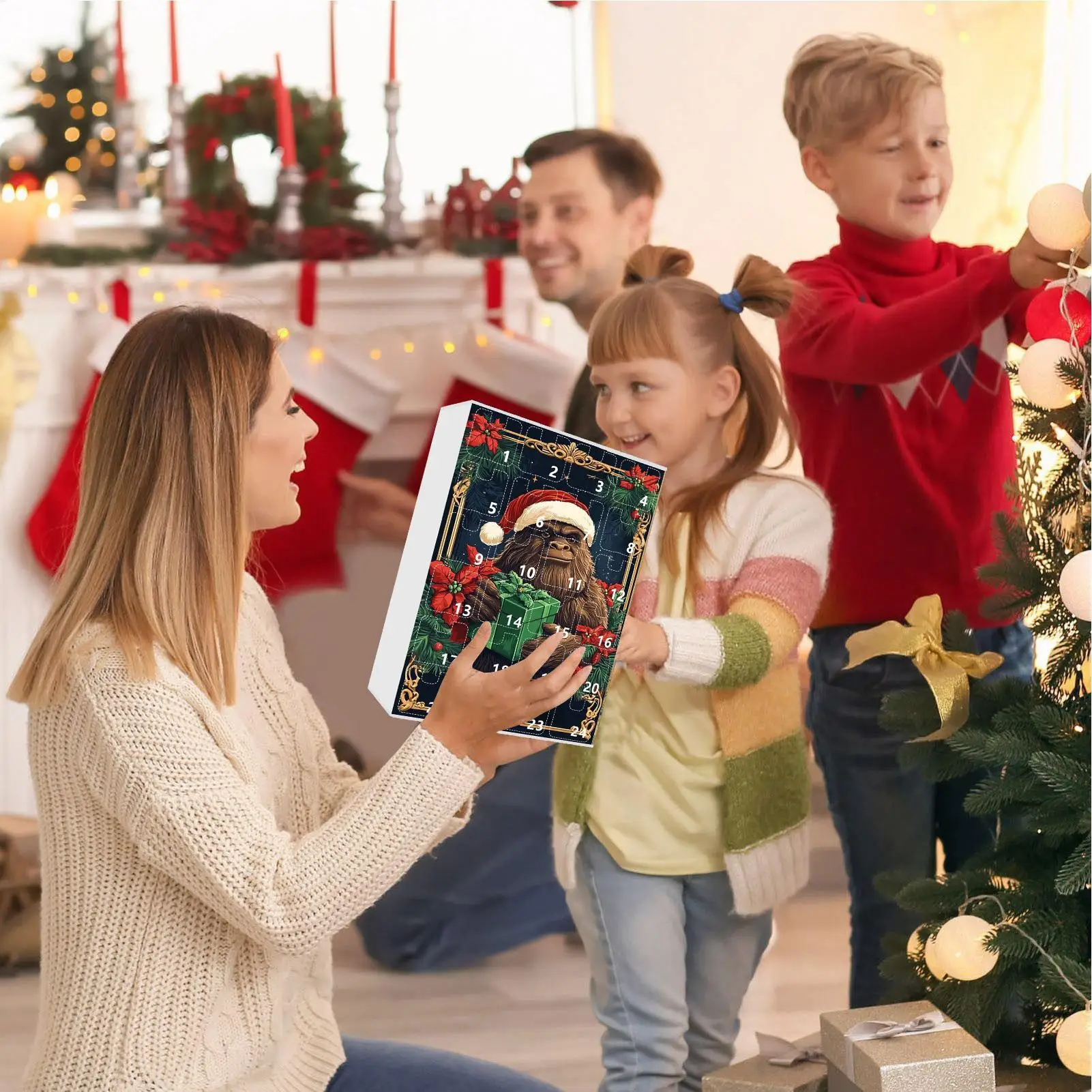 Countdown Calendar Acrylic Ape 2D Pendant Festive Decoration 24 Days Countdown Pendant Set for Men Family Kids Gifts