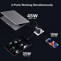 100W GaN USB-C Wall Charger,USB C PD100W PD65W 45W 20W For Laptop MacBook Pro Thinkpad iPhone 14 13 12 Pro Max Samsung Galaxy 4