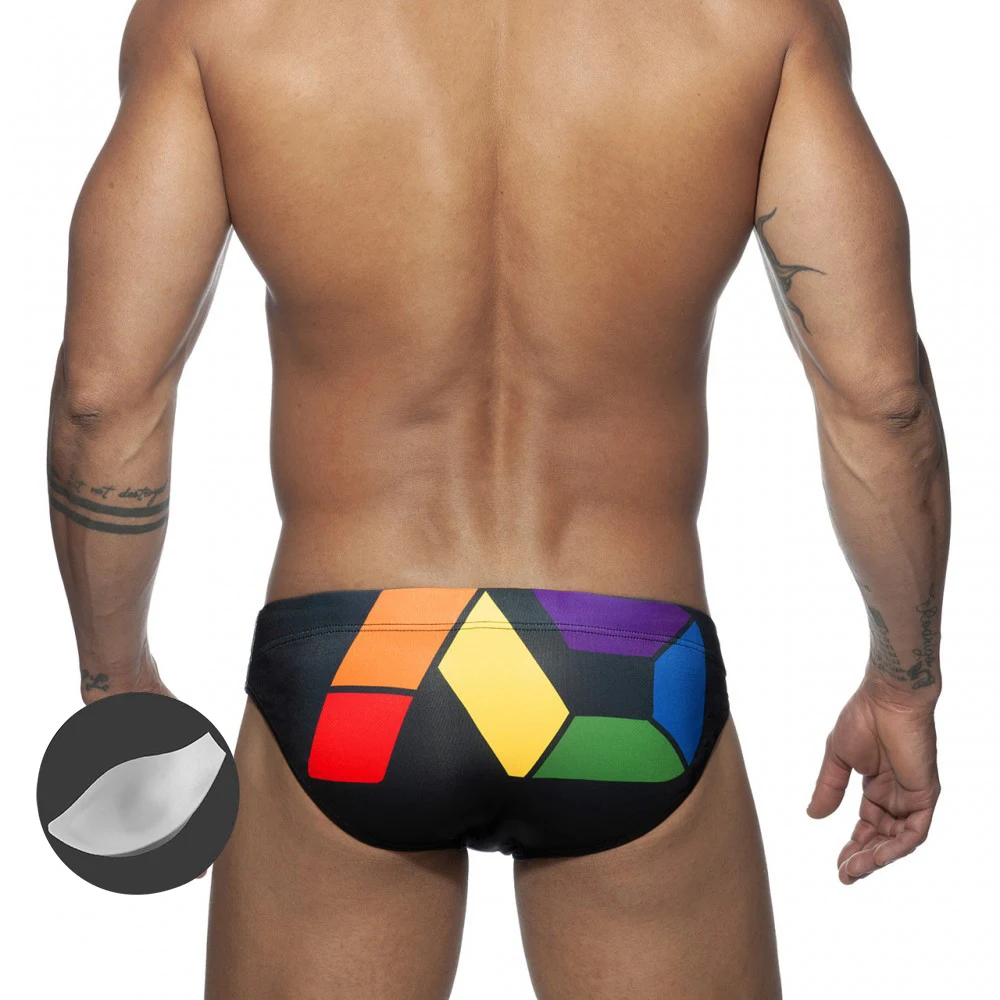 

New With Push Pad Men Sexy Summer Swimsuit Briefs Low Waist Bathing Suit Bulge Beach Wear Fashion Short Sport Homme Swim Bikinis