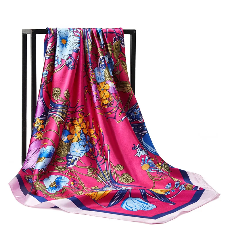  - New Style Sunscreen Headcloth Luxury 90X90CM Beach Kerchief 2023 Print Autumn Square Scarves Winter Popular Design Muslim Shawls