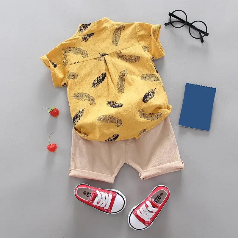 Summer new baby boy clothing sets children's clothing cotton print short sleeve shirt + shorts set Boys clothes
