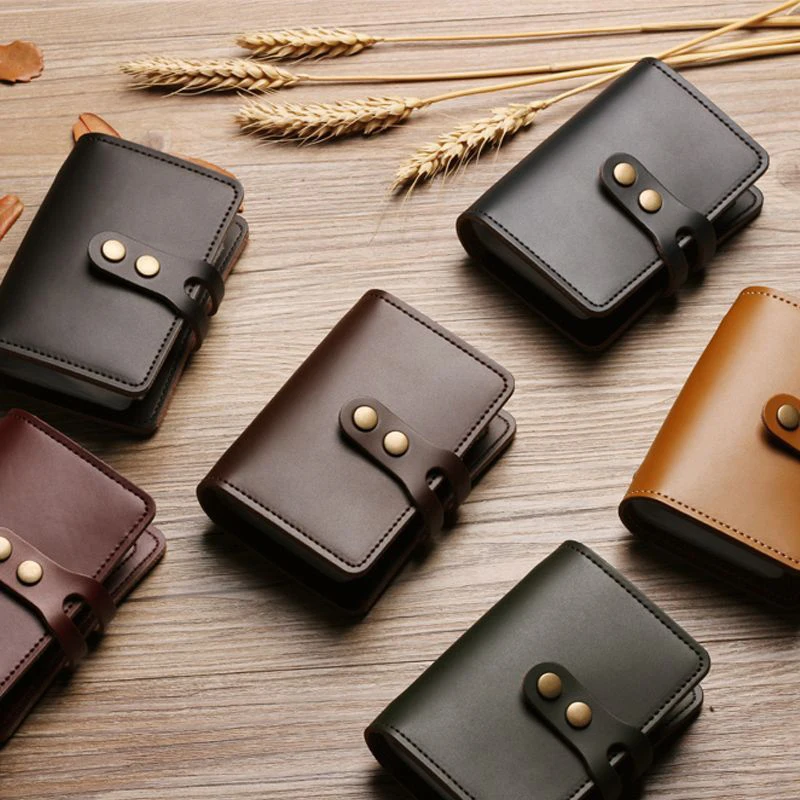 Men's Leather Card Bag Large Capacity Vintage Hasp Anti-theft Bank Credit Card Holder Case Translucent Business Wallet
