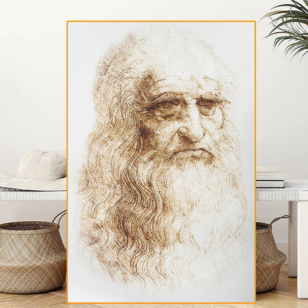 

Drawing Studio Wall Art Portrait Of A Man In Red Chalk Canvas Painting Famous Artist Leonardo Da Vinci Poster Living Room Decor