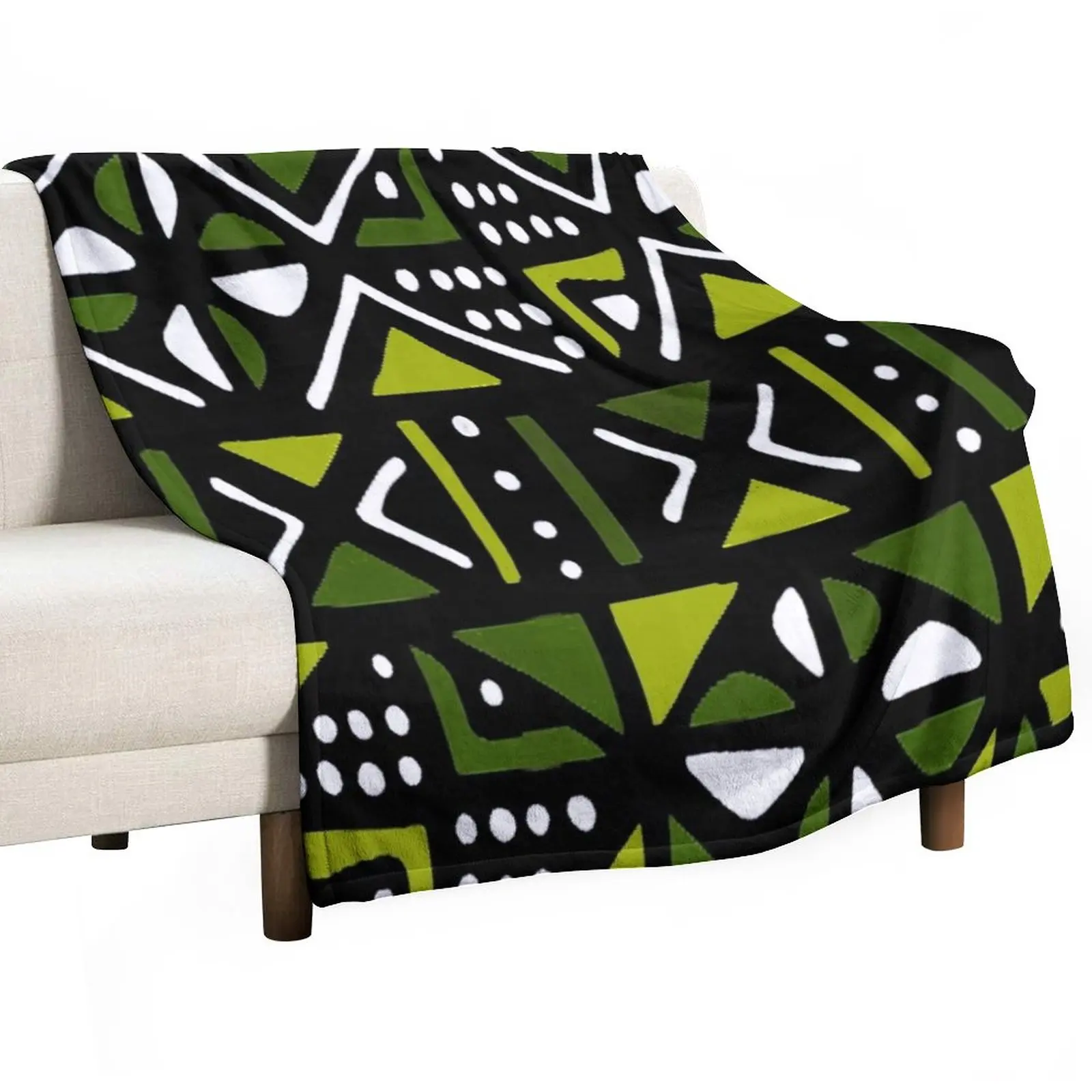 Lime green mudcloth african tribal print throw blanket blanket fluffy thermal blankets for travel