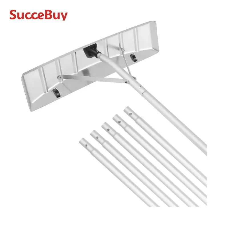 SucceBuy Snow Roof Rake 25inch Blade Snow Removal Tool For Roof Protection Anti-Slip Handle Grip House Car Wet Leaves