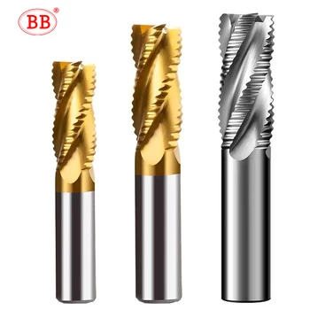 HSS Roughing End Mill Cutter – 3/4 Flute Fine Pitch Teeth with TiN Coating for Aluminum & Steel CNC Machining (6–12mm Sizes) 1