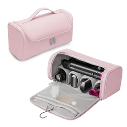 Portable PU Leather Hair Dryer Carrying Case - Waterproof and Dustproof Travel Organizer (Pink)