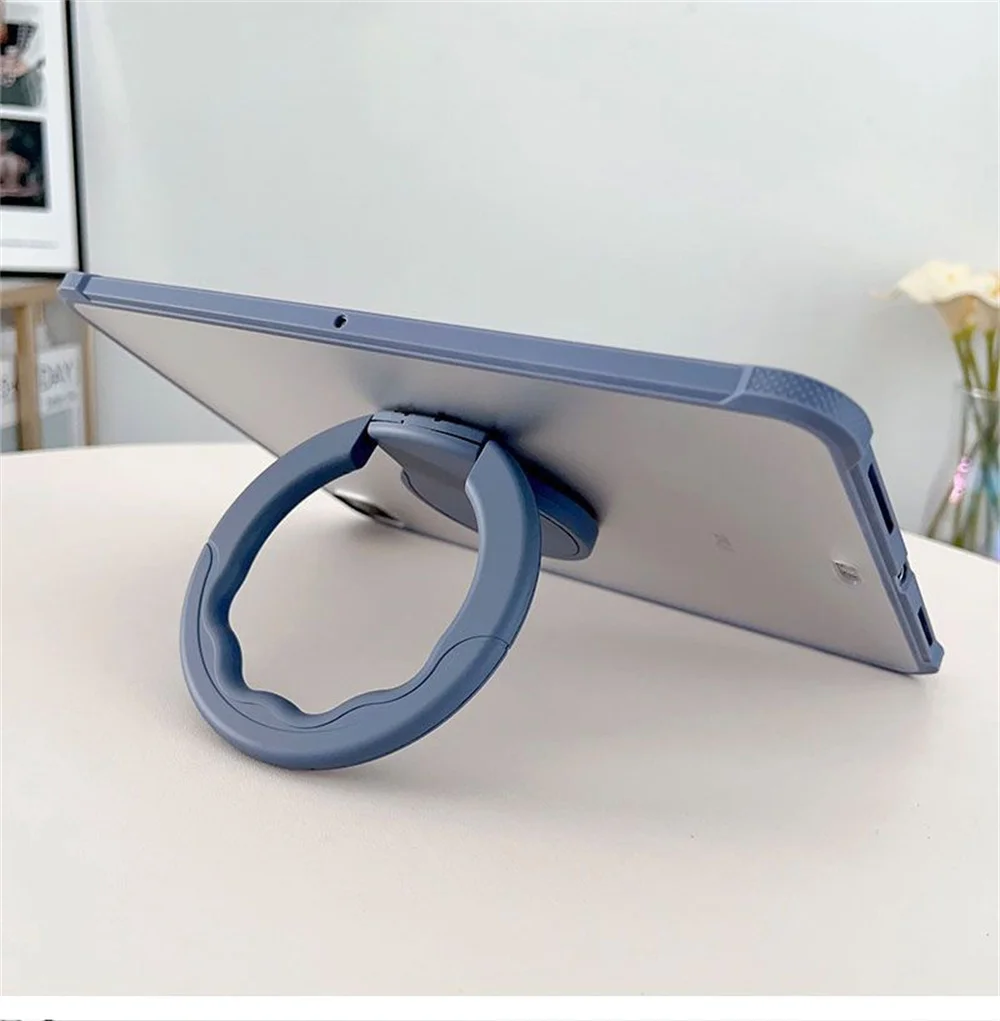 Sleek Matte PC+TPU Tablet Case with Metal Ring Stand