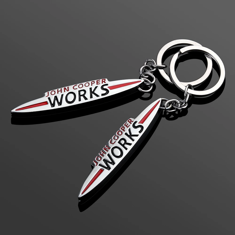 1Pc Car 3D Metal Keychain Works Badge Logo Portachiavi Accessori Per Ciondolo In Vita Per Mini John Cooper Clubman Jcw S One S Works R50