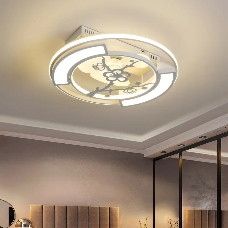 Nordic modern ceiling fan light invisible remote control ceiling light residential living room bedroom fan LED