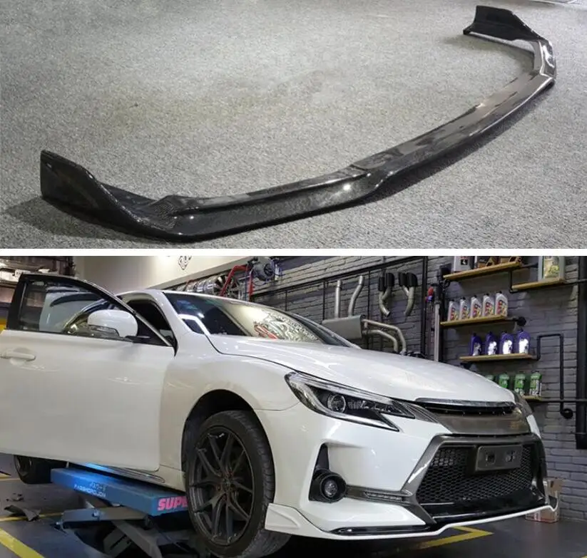 

Real Carbon Fiber Front Lip Bumper Flaps Spoiler Cover For Toyota Reiz / MARK X 2012 2013 2014 2015 2016 2017 GS Front Bumper