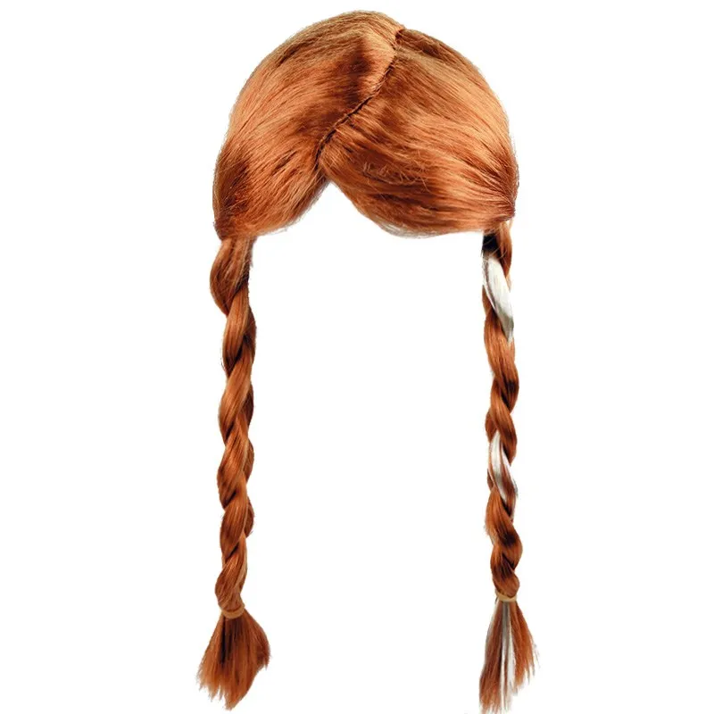 Girls Elsa Wig Kids Cosplay Snow Queen 2 Elza Anna Braid Hair Children Carnival Halloween Birthday Princess Party Accessories 3