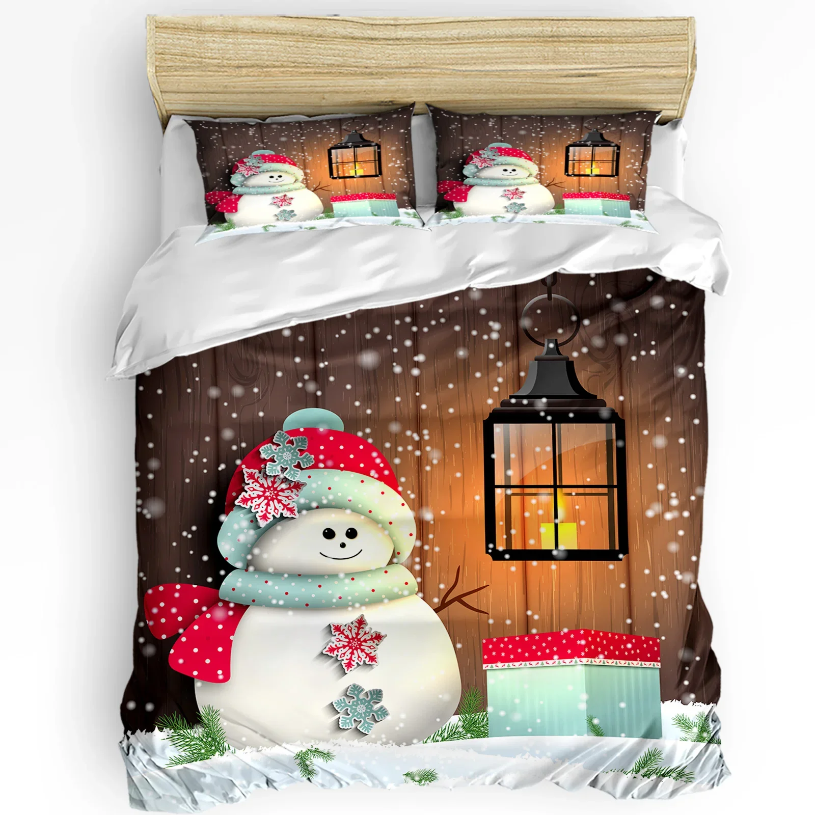 

3pcs Bedding Set Christmas Snowman Home Textile Duvet Cover Pillow Case Boy Kid Teen Girl Bedding Covers Set