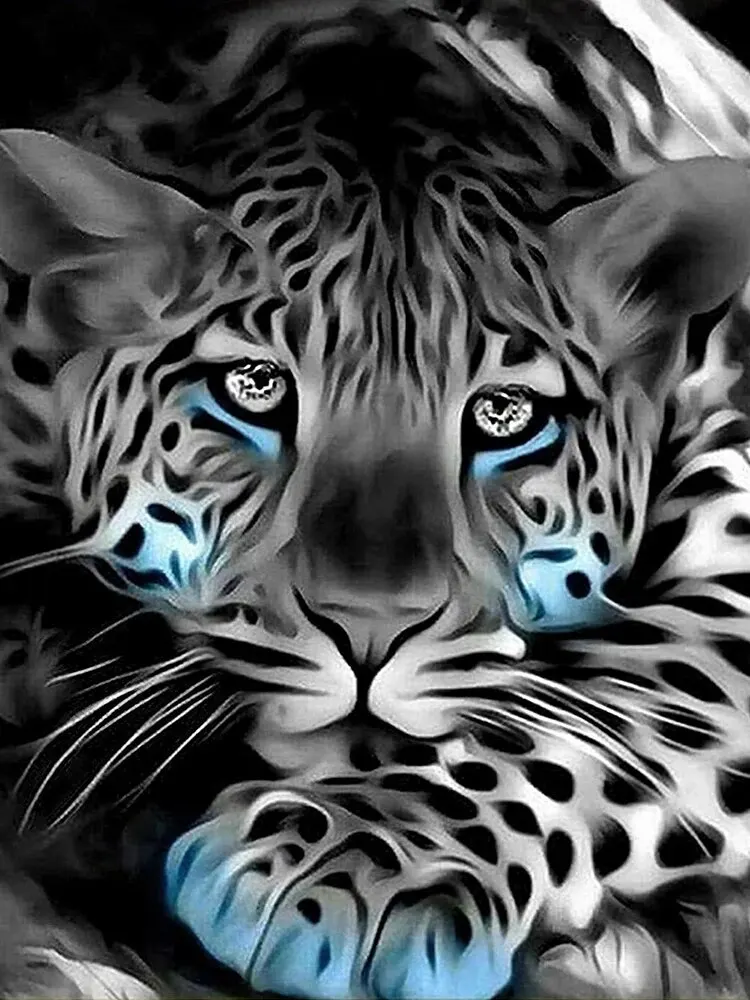 Diamond Painting 5D Full Square Leopard Cross Stitch Rhinestones Mosaic Decoration Home Art